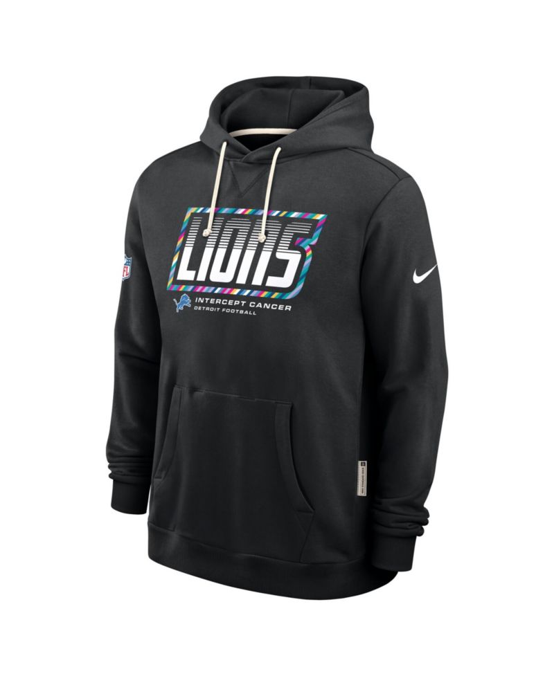 Men's Black Detroit Lions 2026 NFL Cruical Catch Sideline Dri-Fit Pullover Hoodie
