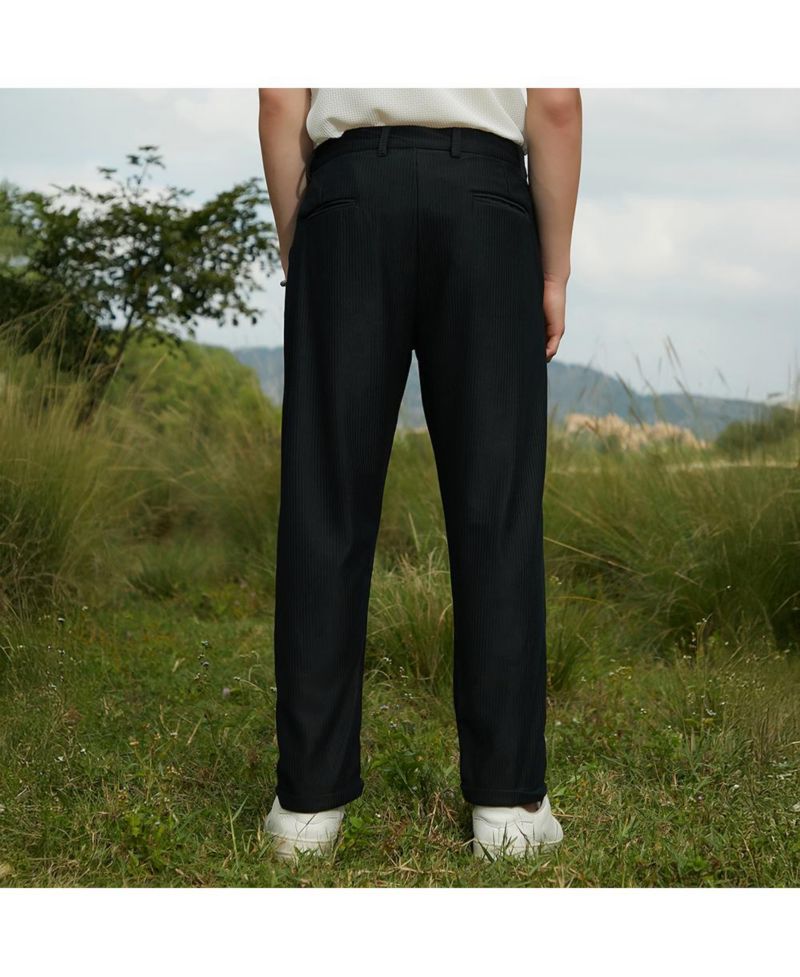Men's Midnight Black Corduroy Tailored Trousers