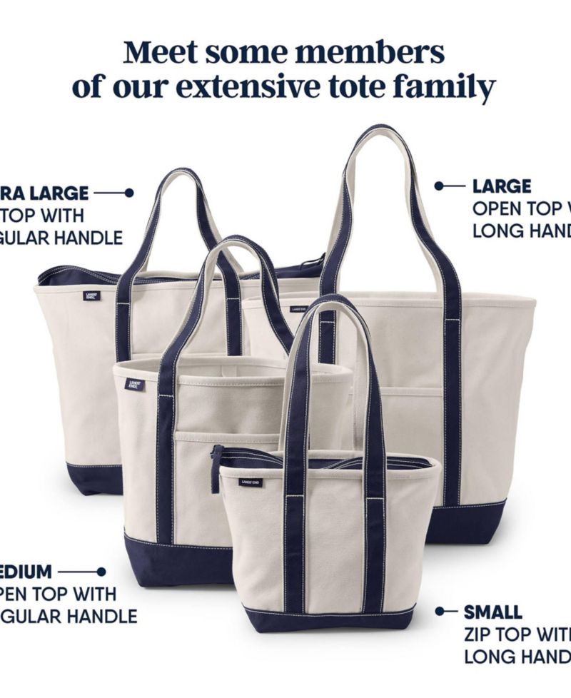 Large 5 Pocket Zip Top Long Handle Canvas Tote Bag