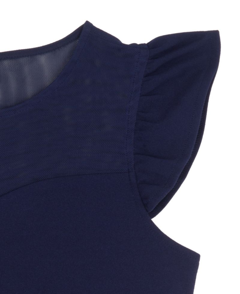Girls' 4-16 Scuba Crepe Flutter-Sleeve Dress