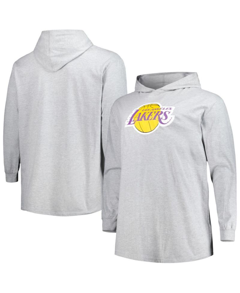 Men's Heather Gray Los Angeles Lakers Big and Tall Pullover Hoodie
