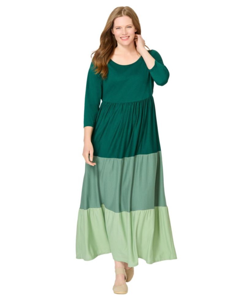 Plus Size Colorblock Tiered Dress