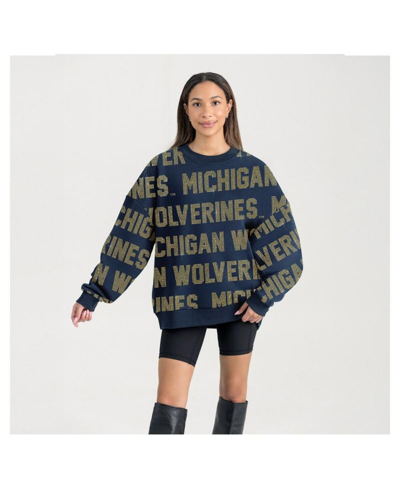 Women's Navy Michigan Wolverines Hype Era Sweatshirt