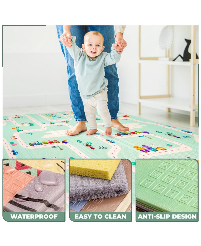 (78" x 70") Foldable Play Mats with Travel Bag - for Babies, Toddlers, and Kids Playtime & Tummy Time