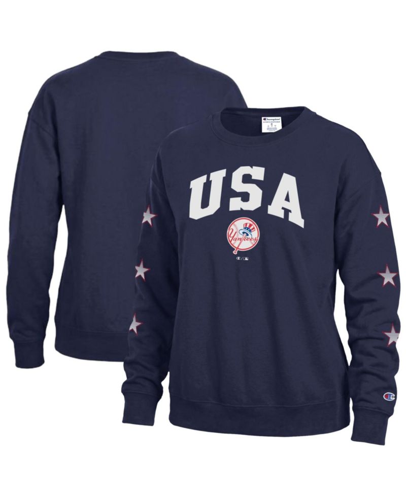 Women's New York Yankees Fleece Americana Crewneck Sweatshirt