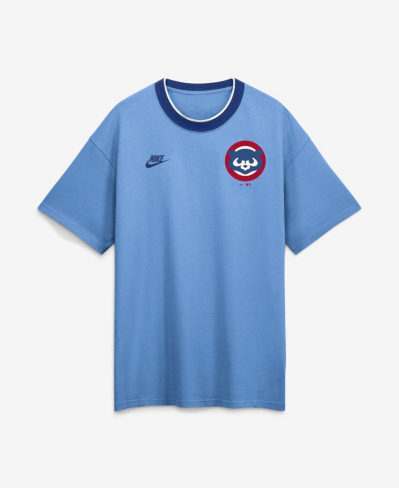 Men's Light Blue Chicago Cubs Cooperstown Collection Ringer T-Shirt