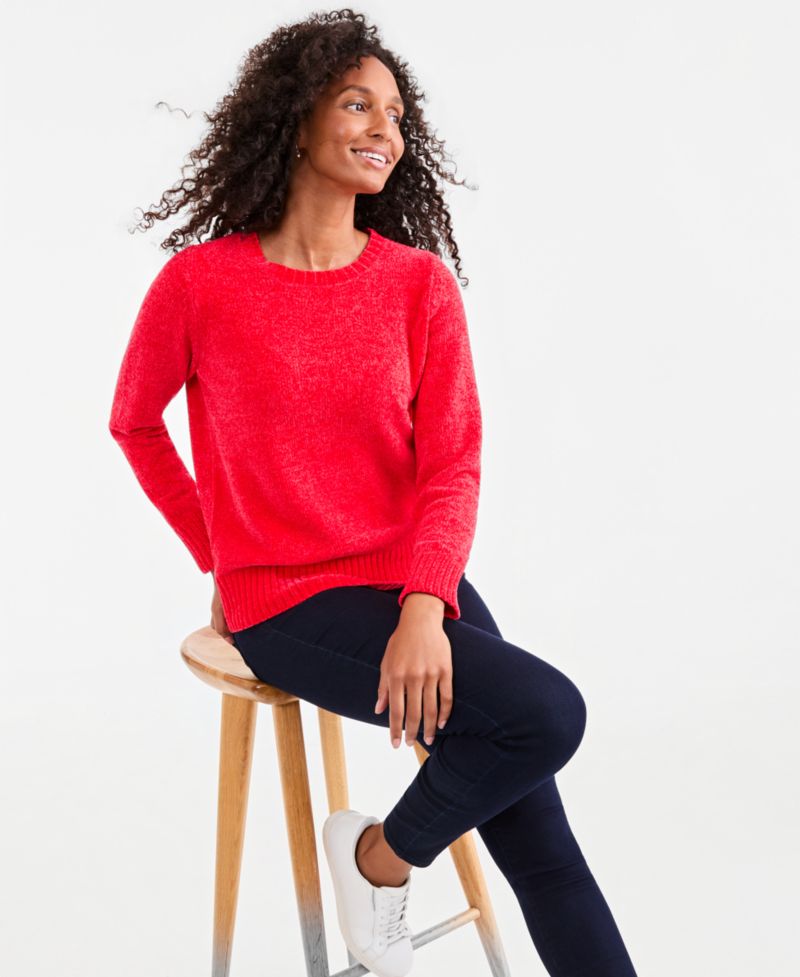 Women's Crewneck Chenille Long-Sleeve Sweater