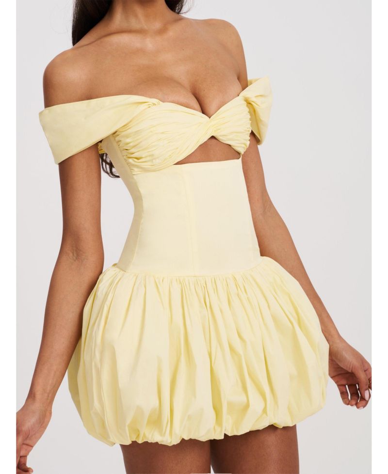 Women's Umika Butter Yellow Bubble Hem Mini Dress