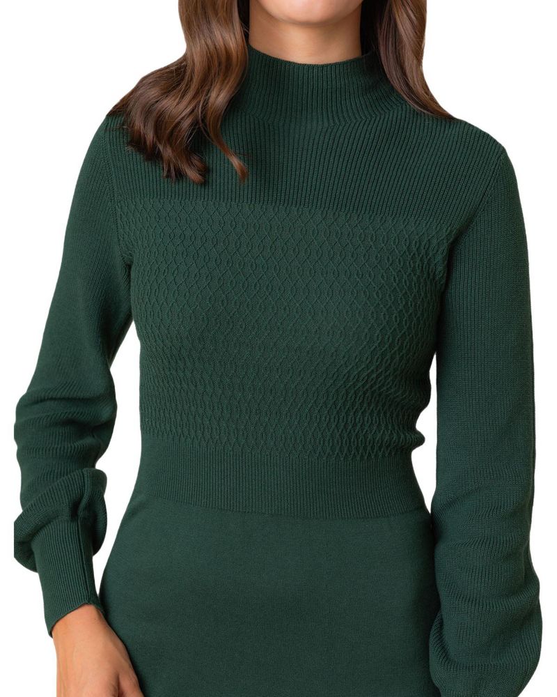 Women's Hope and Henry Organic Mock Neck Bodice Stitch Sweater Dress