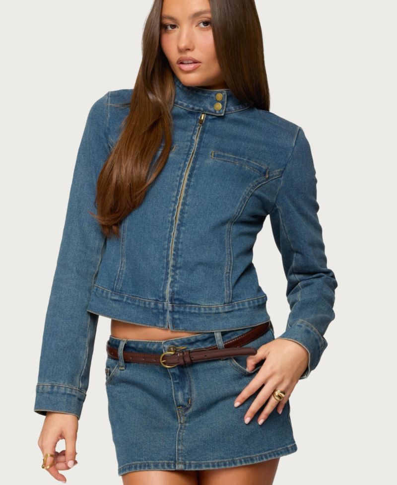 Women's Josiee Stretchy Denim Moto Jacket