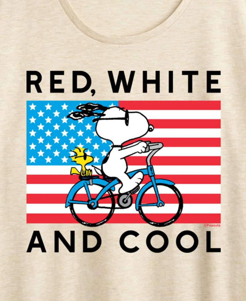 Plus Size Peanuts Red White and Cool Bike Short-Sleeve Graphic T-Shirt