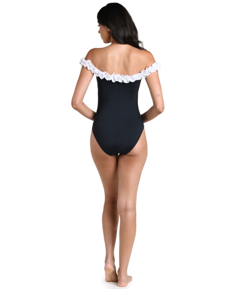 Women's Island Goddess Ruffle Off-The-Shoulder One-Piece Swimsuit