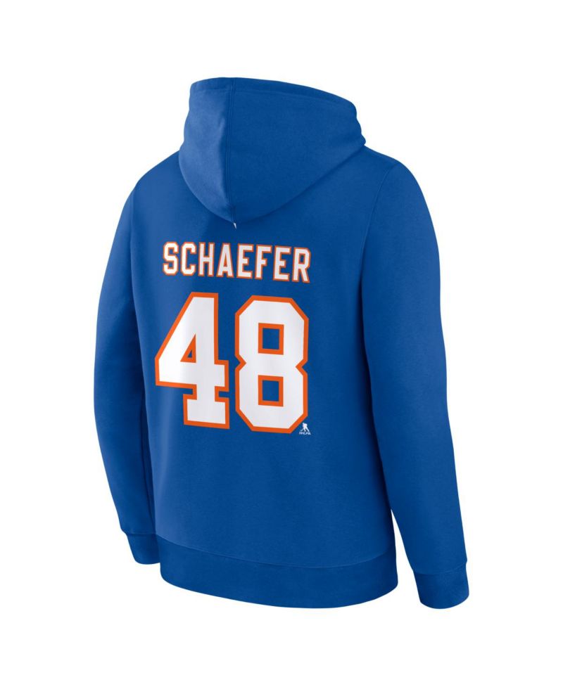 Men's Matthew Schaefer Royal New York Islanders Authentic Stack Name & Number Hoodie