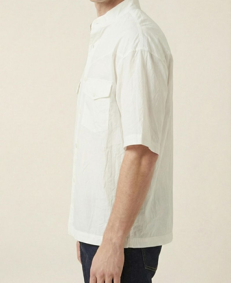 Men's Short Sleeve Stand-Collar Dual-Pocket Shirt