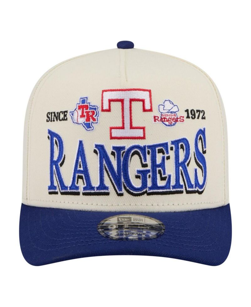 Men's Cream Texas Rangers Throwback Tri-Hit A-Frame 9FIFTY Adjustable Hat