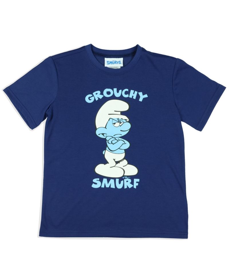 Boys' ( 4 TO 16 ) Grouchy Smurf 2 Piece Short Sleeves and Shorts Kids Pajama Set
