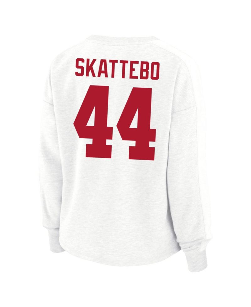 Women's Cam Skattebo White New York Giants Plus Size Oversized Name & Number Sweatshirt