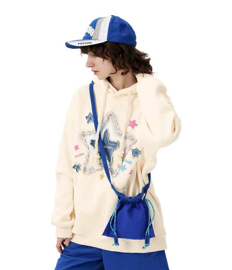 Women's Denim Star Applique Hoodie
