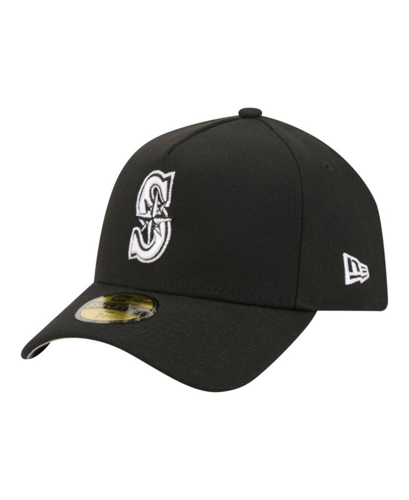 Men's Black Seattle Mariners A-Frame 59FORTY Fitted Hat