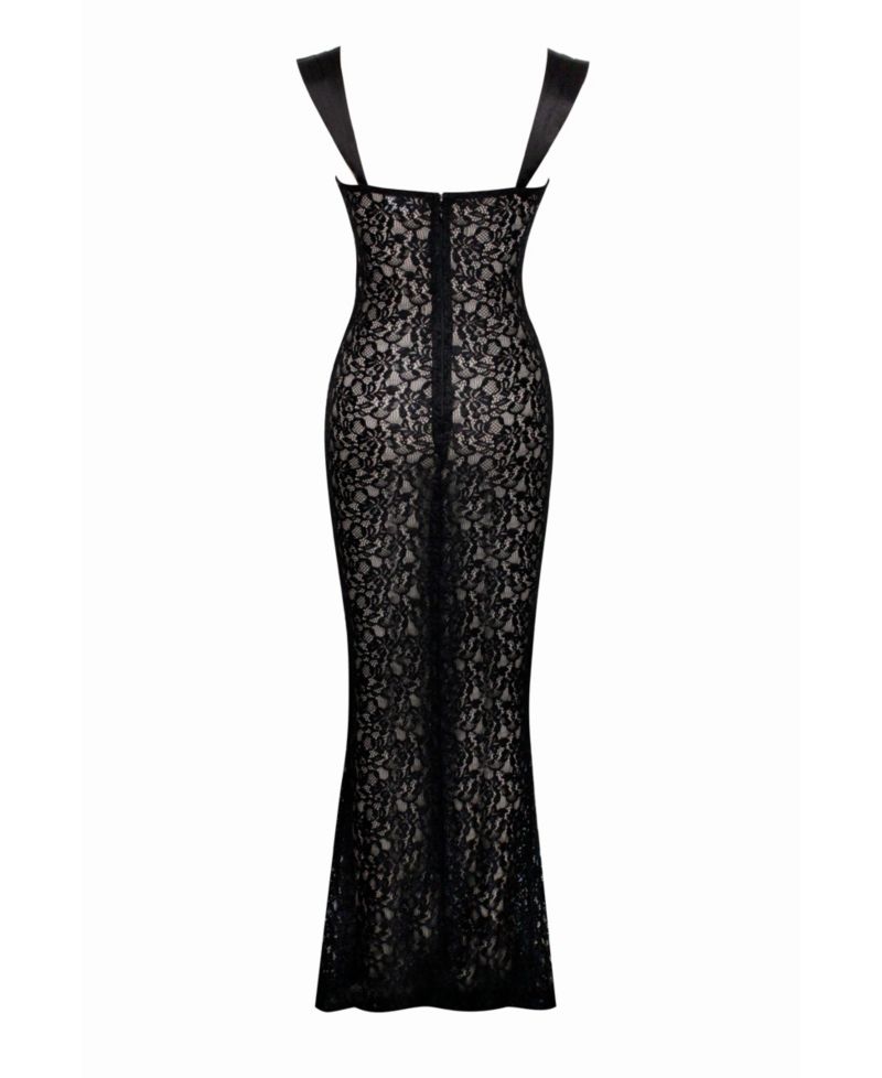 Women's Veronica Black Lace Maxi Dress