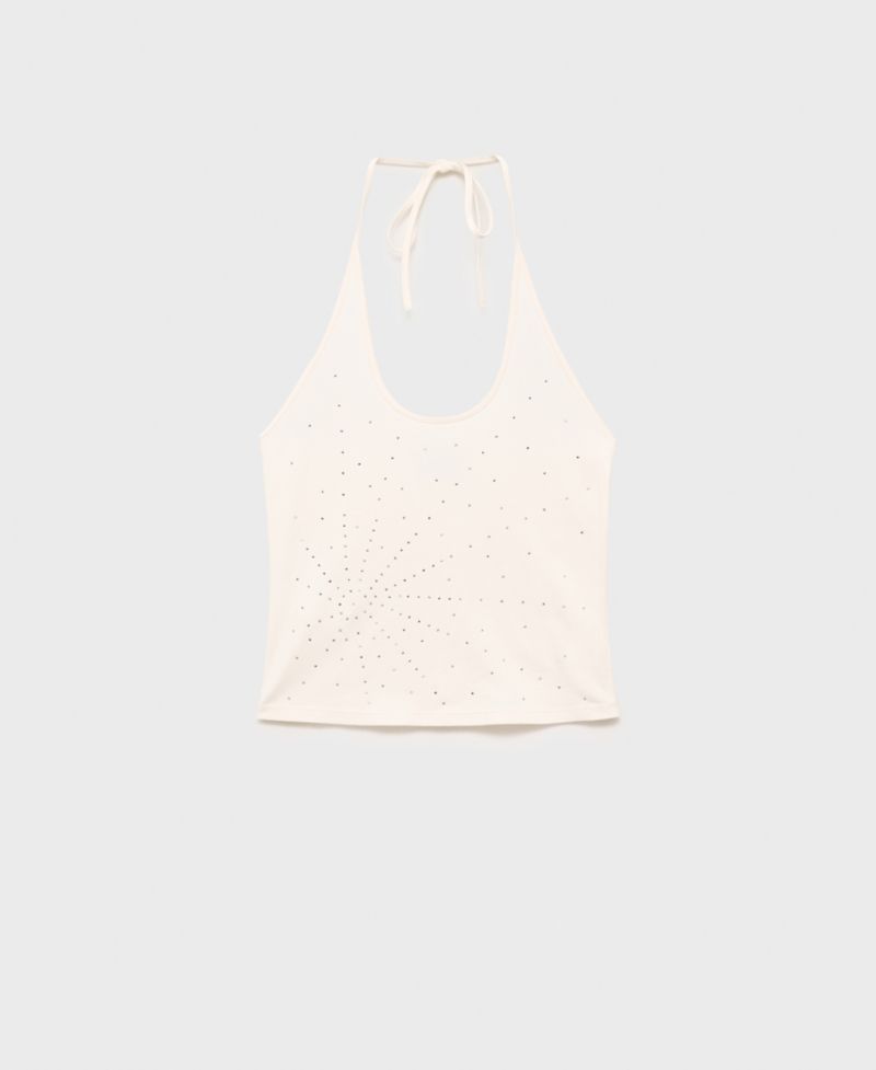 Women's Metallic Appliques Halter Neck Top