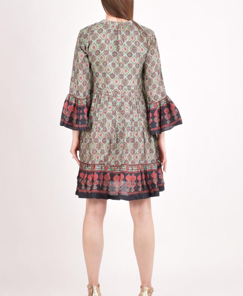 Women's Boho Green Mini Dress