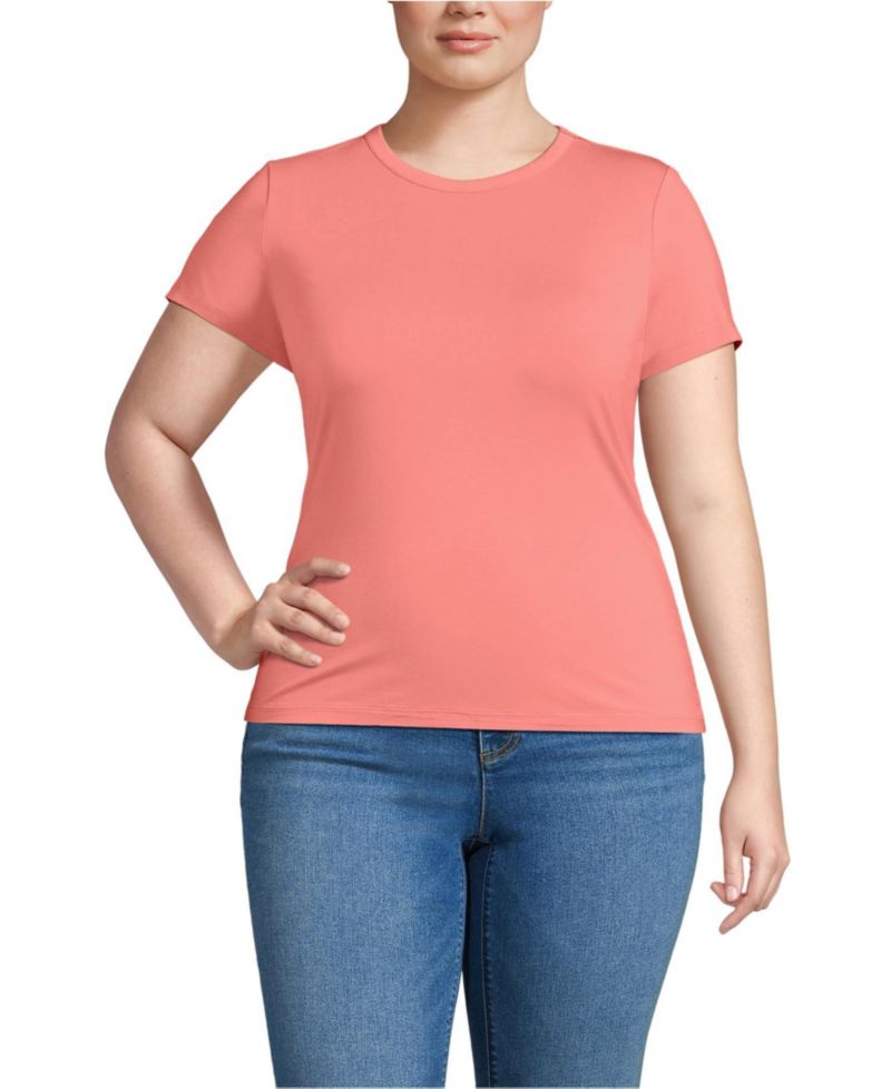 Plus Size Short Sleeve Cooling Crew Neck T-Shirt