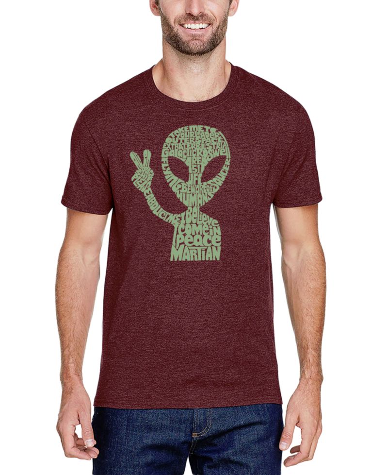 Men's Alien Extraterrestrial Word Art Cotton and Polyester Blend T-Shirt