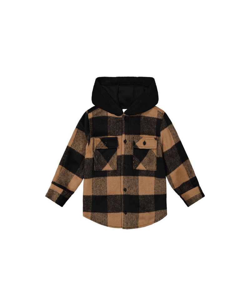 Little and Big Boy 6-12Y Flannel Shirt with Fleece Hood