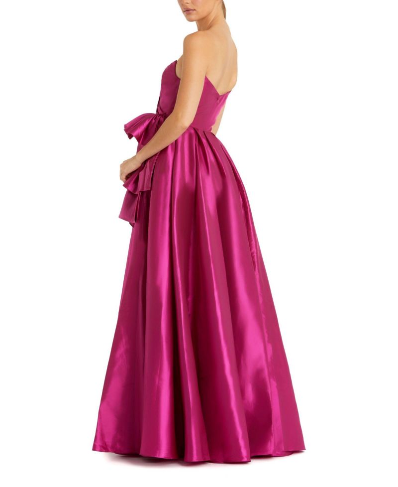 Women's Strapless Taffeta Gown With Ruffle Detail