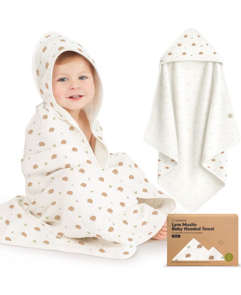 Lyra Muslin Baby Towels with Hoods for Newborn Girls, Boys, 100% Organic Cotton Soft Hooded Baby Bath Towels (Regular)