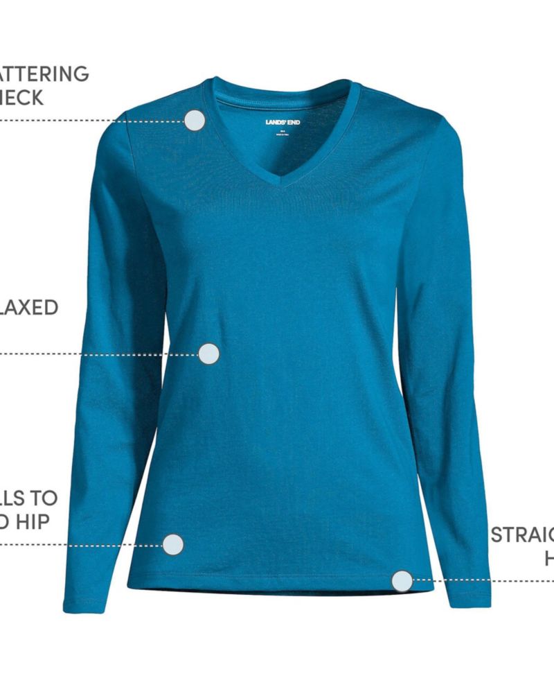 Plus Size Supima Cotton Long Sleeve V-Neck T-Shirt
