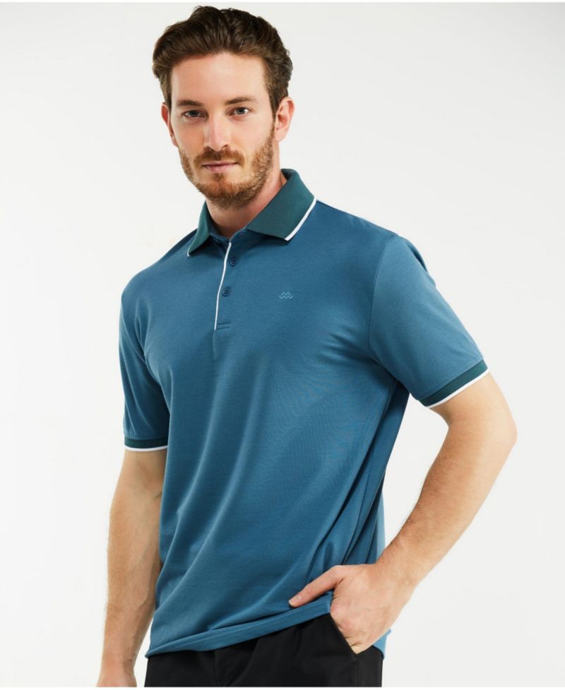 Men's Classic-Fit Cotton-Blend Pique Polo Shirt with Contrast Collar