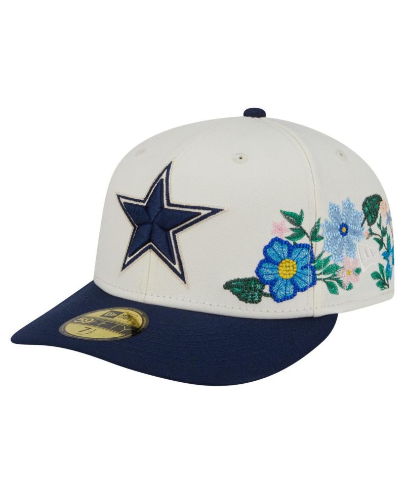 Men's Cream/Navy Dallas Cowboys Tonal Florals 59FIFTY Fitted Hat