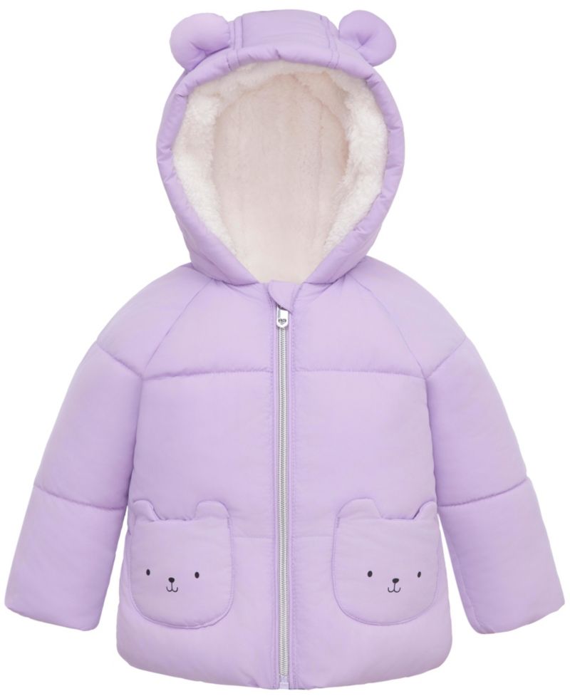 Baby Girls (6-24M) Borg-Lined Bear Ears Puffer Jacket