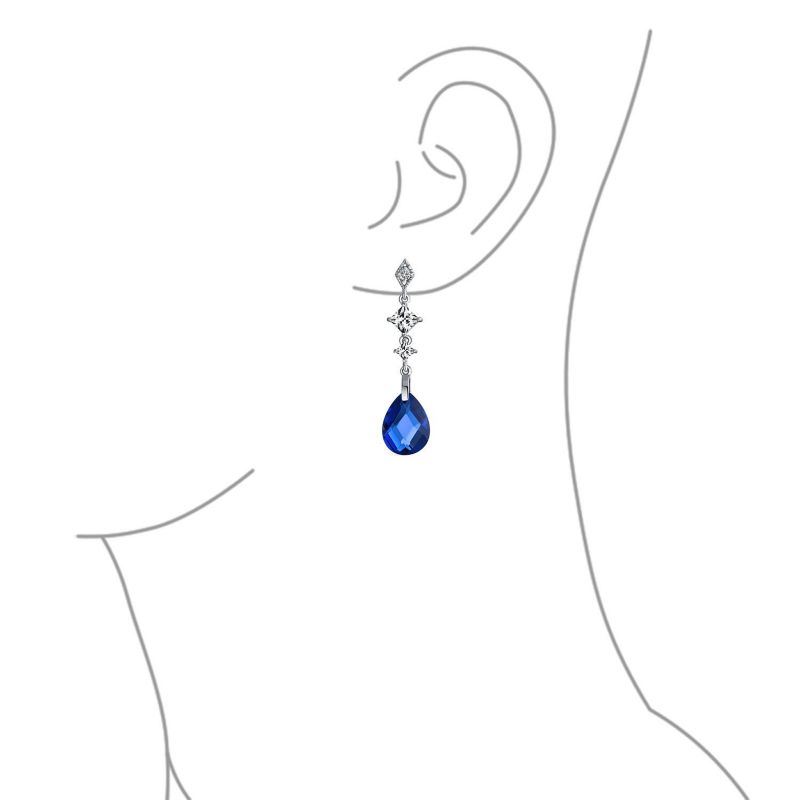 Briolette Faceted Blue CZ Teardrop Chandelier Earrings .925 Sterling Silver