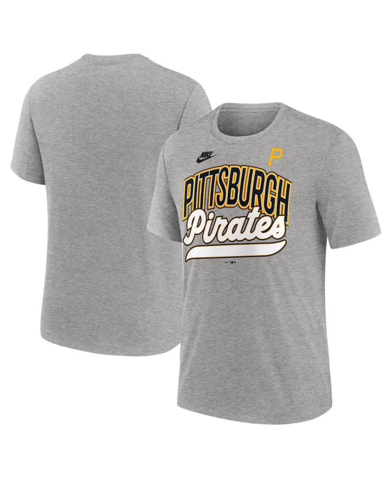Men's Heather Gray Pittsburgh Pirates Cooperstown Collection Retro Tri-Blend T-Shirt