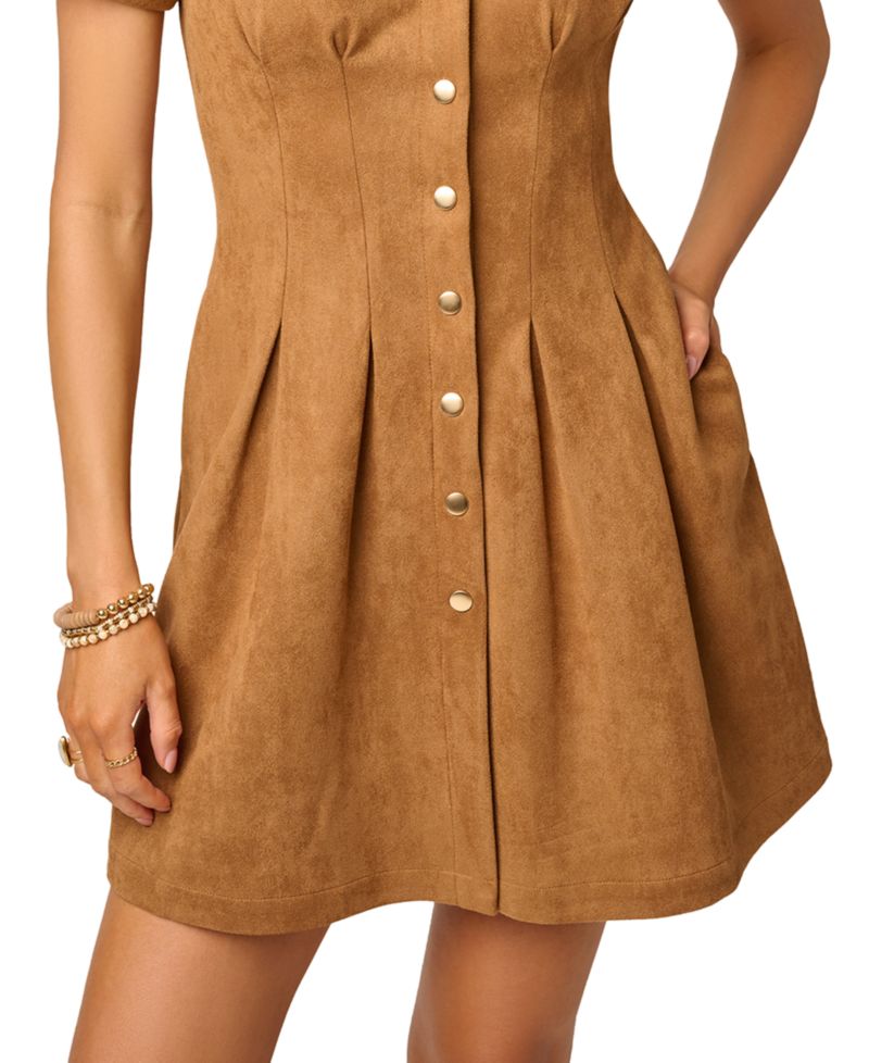 Women's Collared Button-Front Shirt Dress