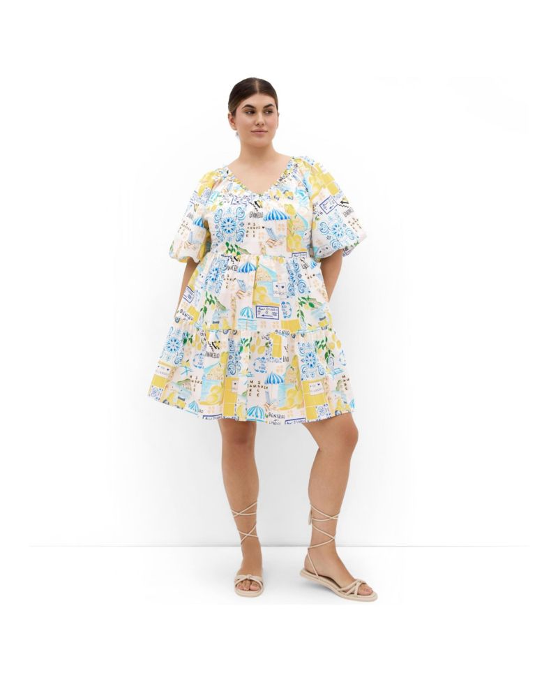 Women's Fantasy Berry Floral Print Puff Sleeve Mini Dress