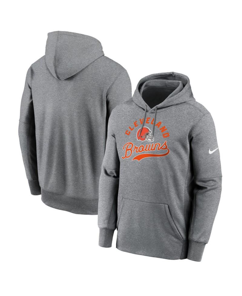 Men's Heather Gray Cleveland Browns Performance Fleece Pullover Hoodie