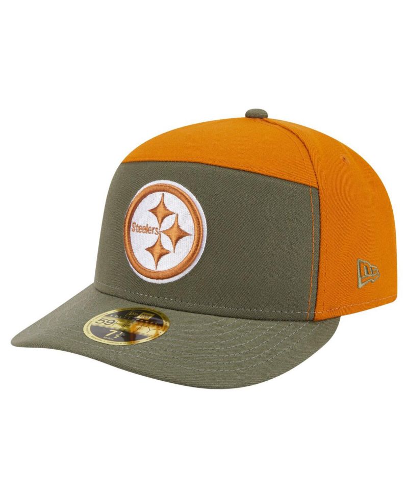 Men's Olive/Brown Pittsburgh Steelers Two-Tone Color Pack Split Panel 59FIFTY Fitted Hat