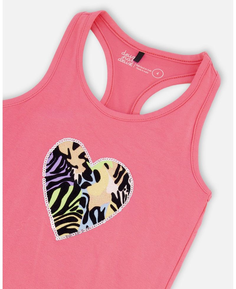 Toddler Girls Cotton Jersey Tank Top Pink with Screen Print