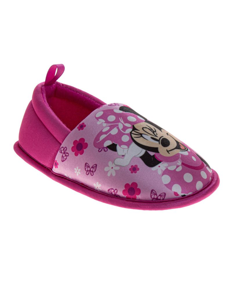 Minnie Mouse Slippers Girls Soft Plush Cozy Warm Comfort Fit NonSkid Sole Indoor Wear (Toddler / Little Kid)