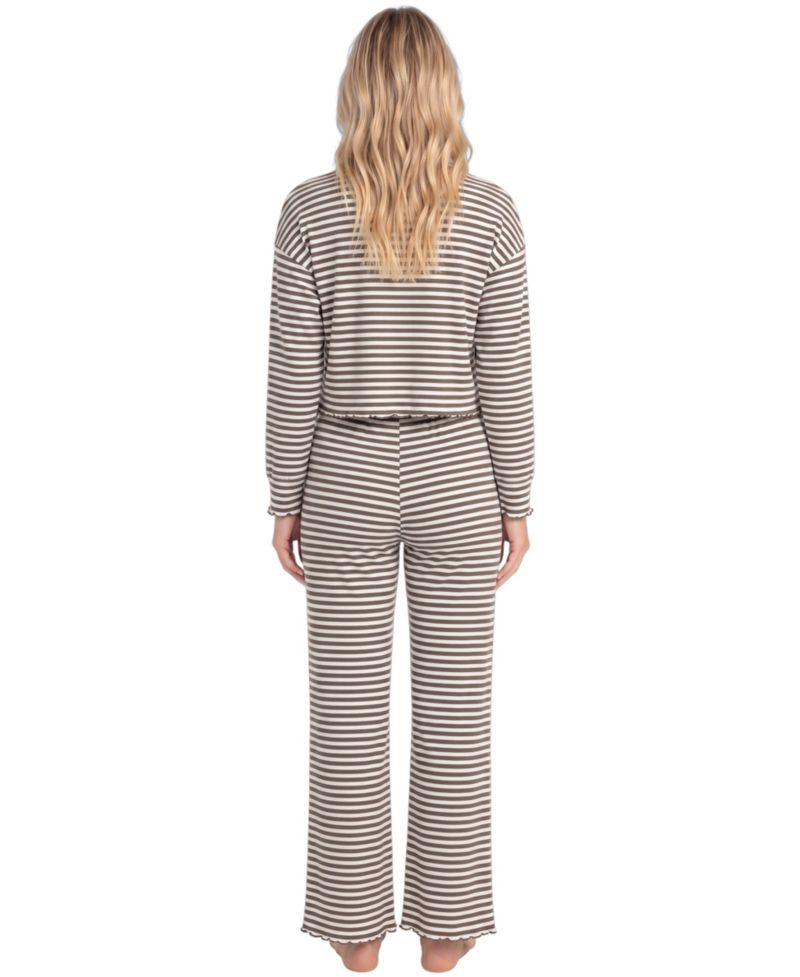 Women's WonderLuxe Striped Long-Sleeve Top and Wide-Leg Pants Pajama Set