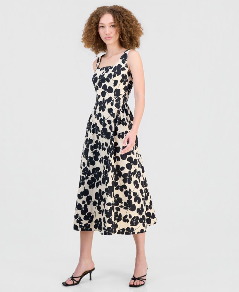Women's Square-Neck Sleeveless Midi Dress