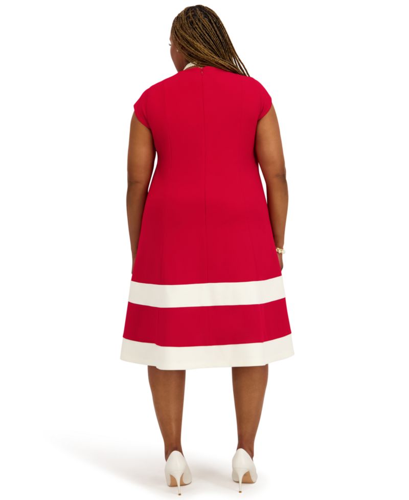 Women's Cap Sleeve Knee Length Fit & Flare Dress, Regular and Plus Size