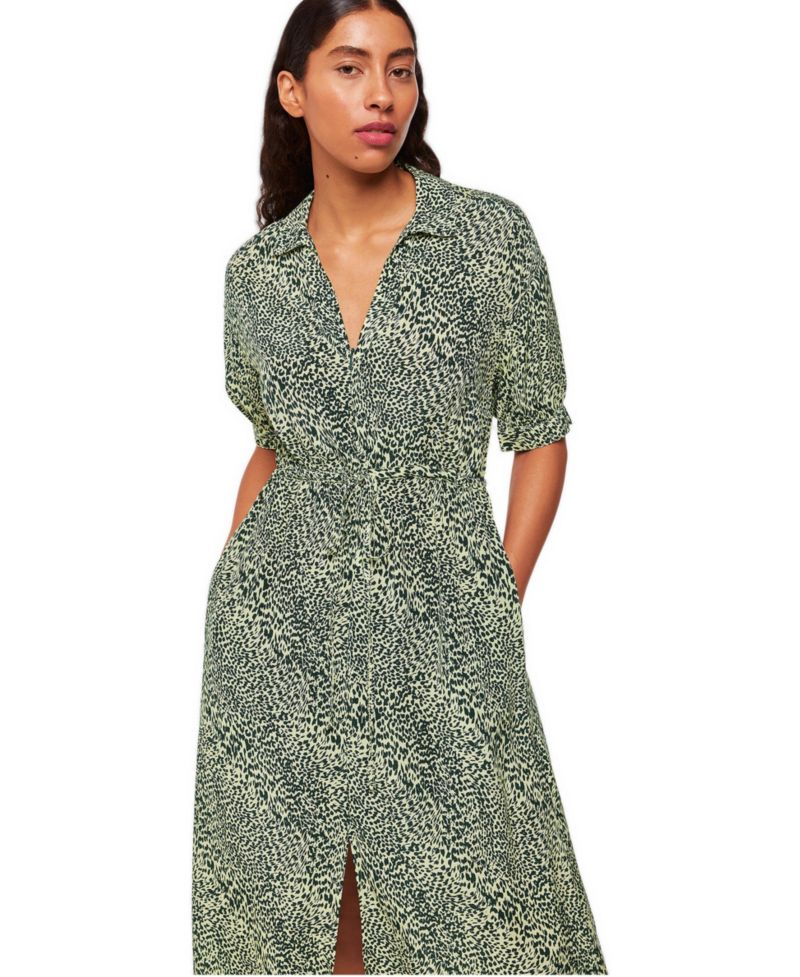 Women's Diagonal Leopard Print Midi Dress