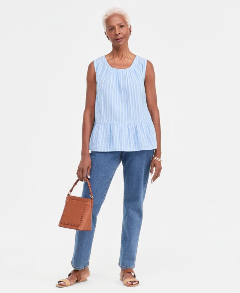 Petite Sleeveless Crew Neck Top