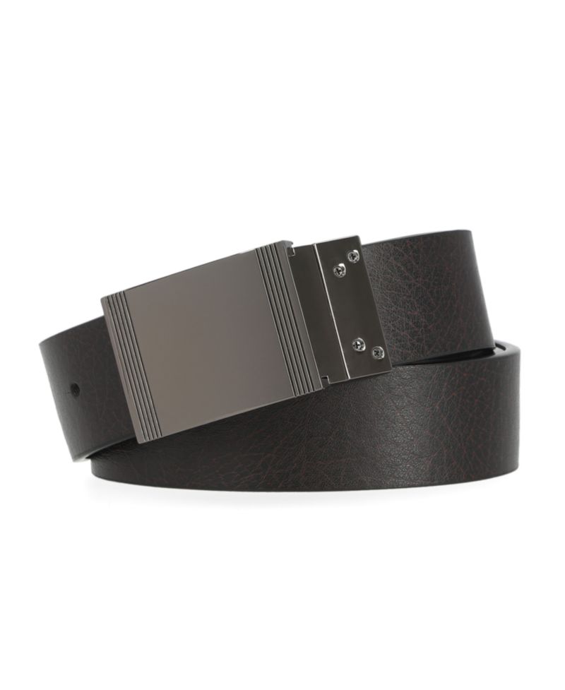 Men's 35mm Cut Edge Reversible Plaque Buckle Belt