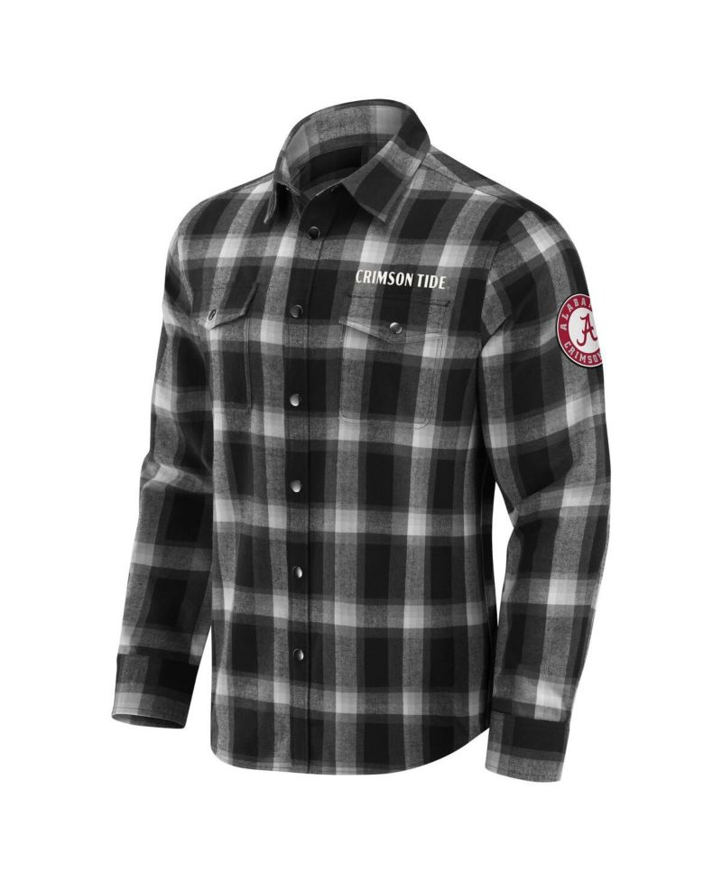 Darius Rucker Collection by Men's Black Alabama Crimson Tide Team Flannel Plaid Full-Snap Shirt